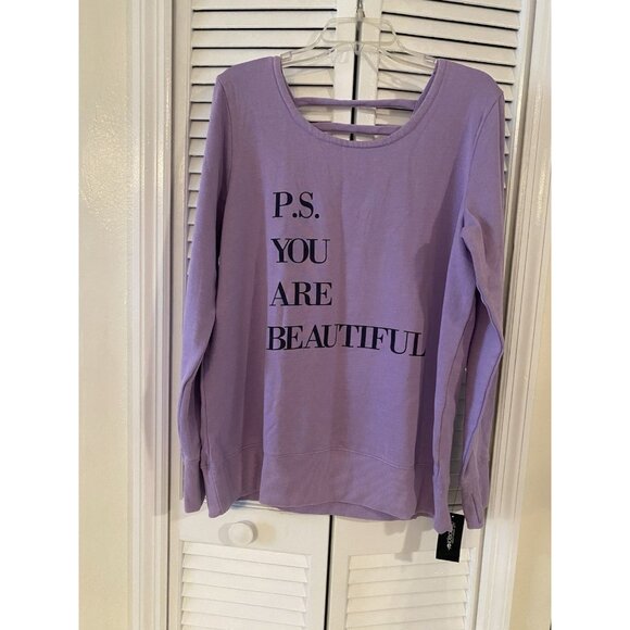Ideology You Are Beautiful Graphic Sweatshirt ladderback Purple Size XL NWT - Picture 1 of 8